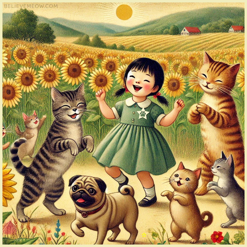 cats pug dog asian girl propaganda