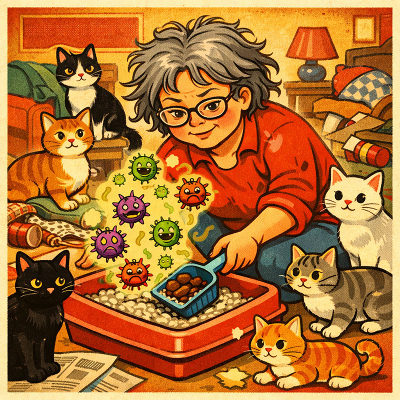 crazy cat lady litter box toxoplasmosis